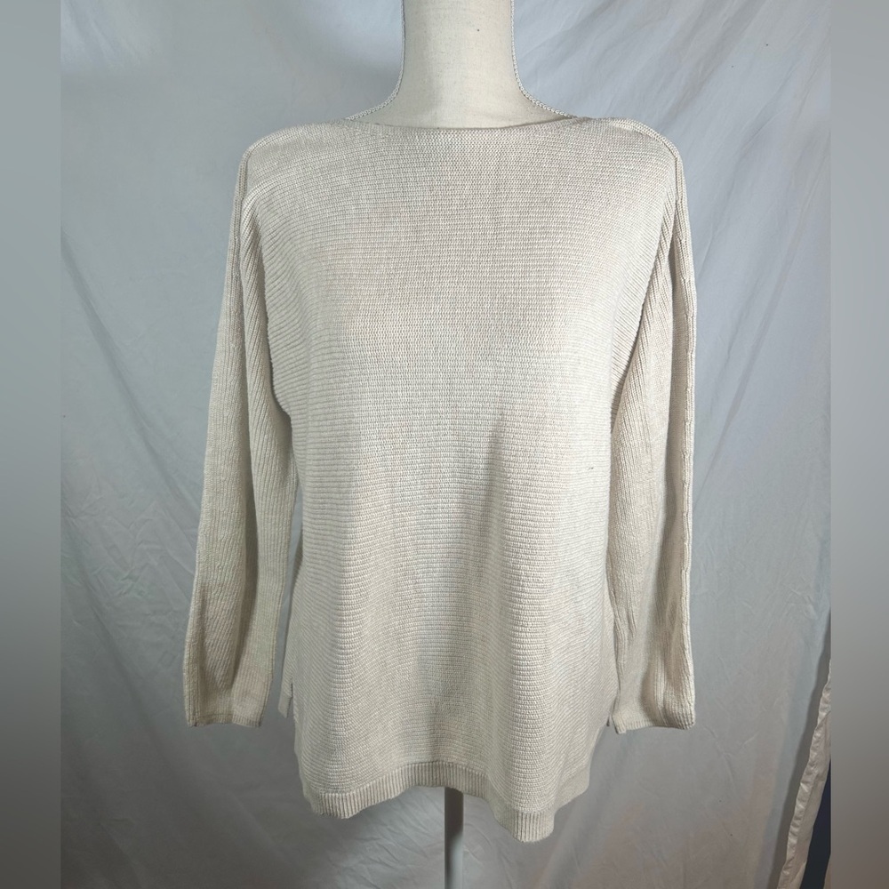 J. Jill Cream Scoop Neck Knit Sweater